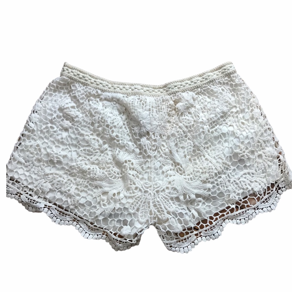 White Lace Shorts Size S